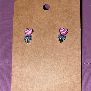 Heart-Shaped Pink and Blue Kids Earrings